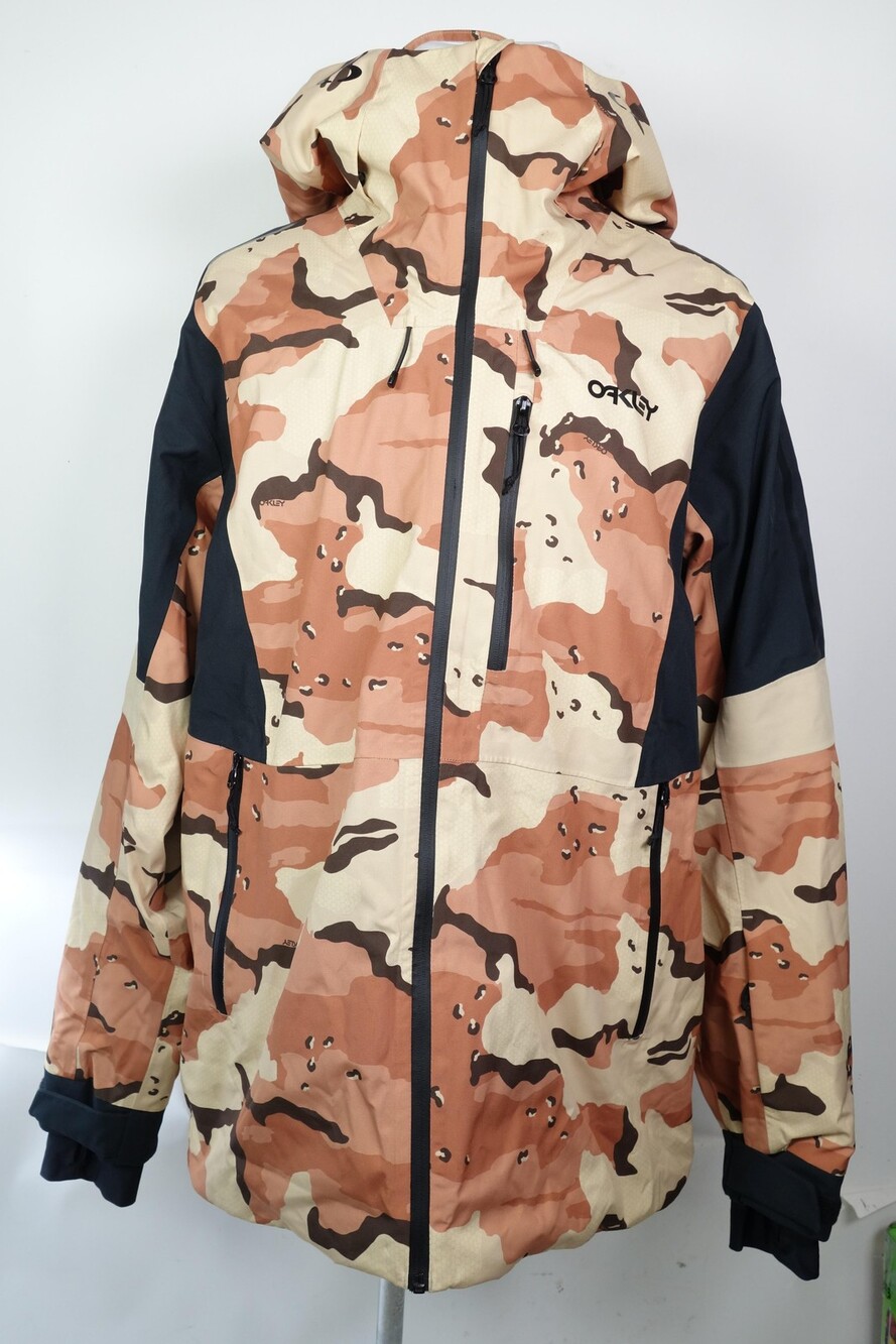 Oakley Ski Jacket Mens XL Desert Camo Hooded Snowboard Winter Performance Fit